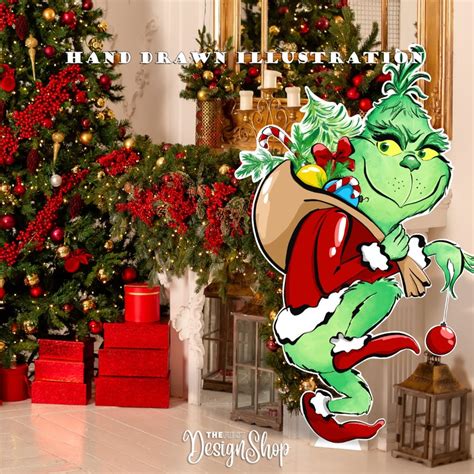 Grinch Stealing Christmas Yard Decoration Grinch Figure Decor Whoville Printable Cutout Decor