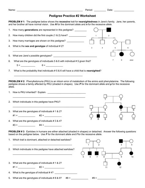 Genetics pedigree worksheet key inspirational answer key to from genetics pedigree worksheet, source Pedigree Studies Worksheet Answer Key + My PDF Collection 2021
