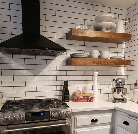 Fine Beautiful Floating Shelves On Subway Tile How To Hang