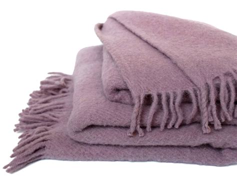 Wool Throw Blanket In Lavender Violet Pure Virgin By Ontherainbow