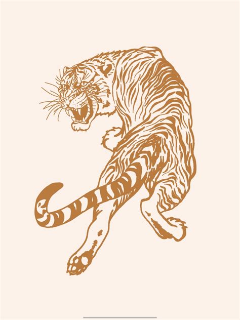 Modern Tiger Line Drawing Printable Wall Art Animal Sketch Etsy