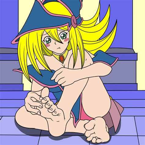 Koter Dark Magician Girl Yu Gi Oh Absurdres Highres Barefoot Blonde Hair Embarrassed