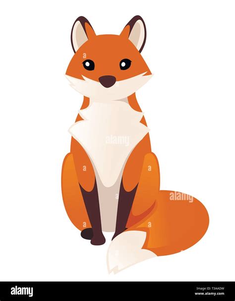 Cute Red Fox Sitting Cartoon Animal Character Design Forest Animal