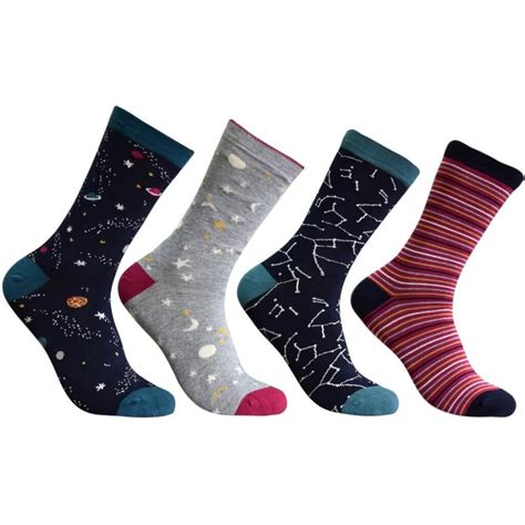 Thought Womens Blissfully Soft Bamboo Socks Box 4 Pairs In Decorative Tbox Night Sky
