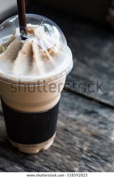Iced Coffee Whipped Cream Plastic Glass Stock Photo Edit Now 518592823