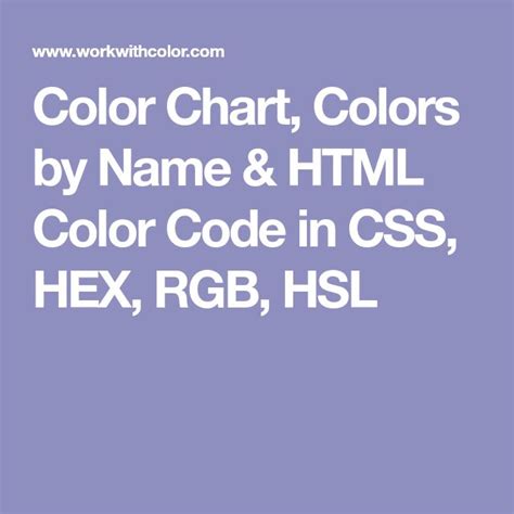 Color Chart Colors By Name And Html Color Code In Css Hex Rgb Hsl