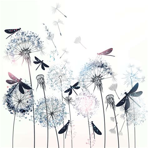 Dandelions And Dragonflies Wall Art Digital Art