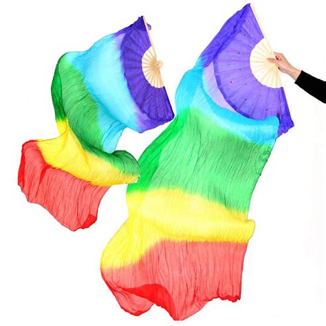 buy womens 1 pair 100 silk long belly dance fan veils length 180cm width 90cm at affordable