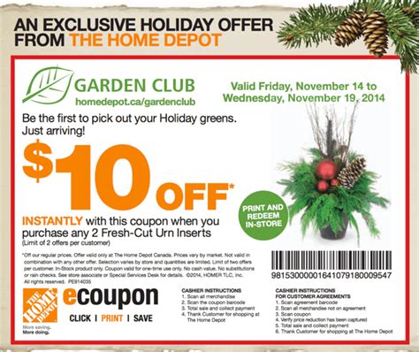 The Home Depot Garden Club Holidays Printable Coupons Save 10