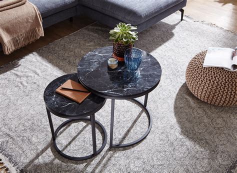Suchergebnisse zu couchtisch klein schwarz. WOHNLING Beistelltisch 2er Set Wohnzimmertisch Marmor ...