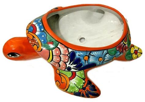 Talavera Mexican Pottery 17 Planter Sea Turtle Pot Animal Ceramic Folk