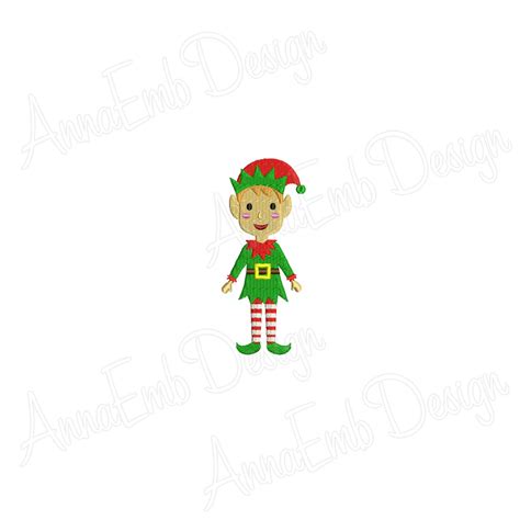 Christmas Elf Embroidery Design Mini Elf Elf Filled Stitch Etsy