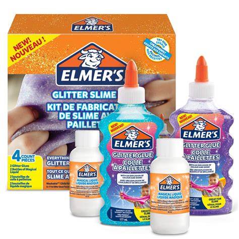 Elmers Glitter Slime Kit With Purple And Blue Glitter Glue Plus 2