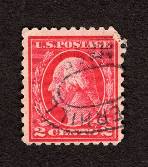 Us Postage Stamp 2 Cent Washington Rose Red Scott 425 Perf 10 1914 15