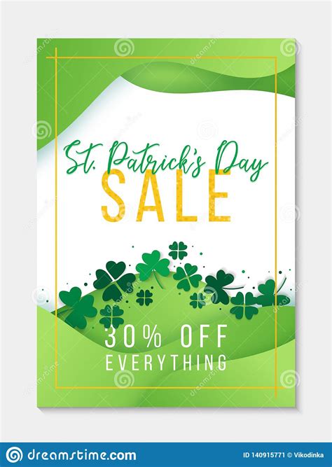 Sale Banner Concept To St Patricks Day Green Business Template With
