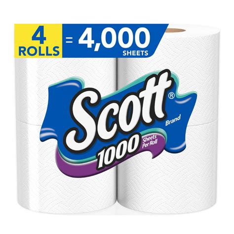 Scott 1000 Sheets Per Roll Toilet Paper 4 Rolls Bath Tissue Walmart