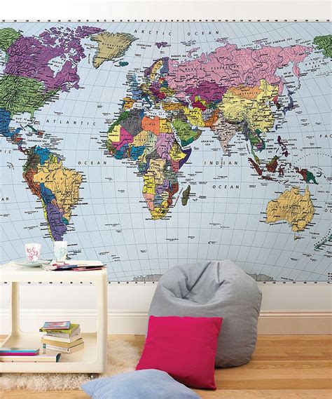 Large World Map Mural Brewster Home Fashions Map Wall Mural World