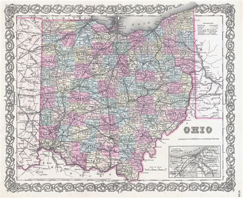 Large Detailed Old Administrative Map Of Ohio State 1855