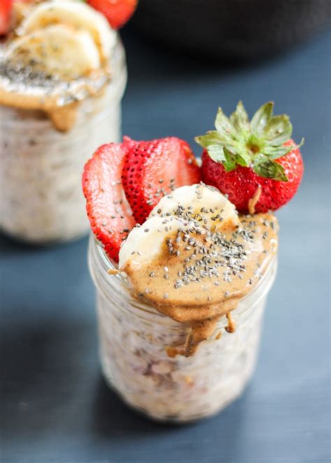 Almond Butter Strawberry And Banana Overnight Oats With Chia Ambitious Kitchen
