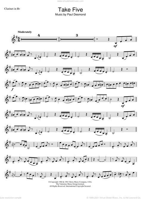 Take Five Sheet Music For Clarinet Solo Pdf Interactive