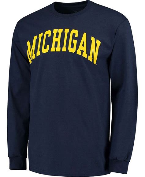 Fanatics Mens Navy Michigan Wolverines Basic Arch Long Sleeve T Shirt