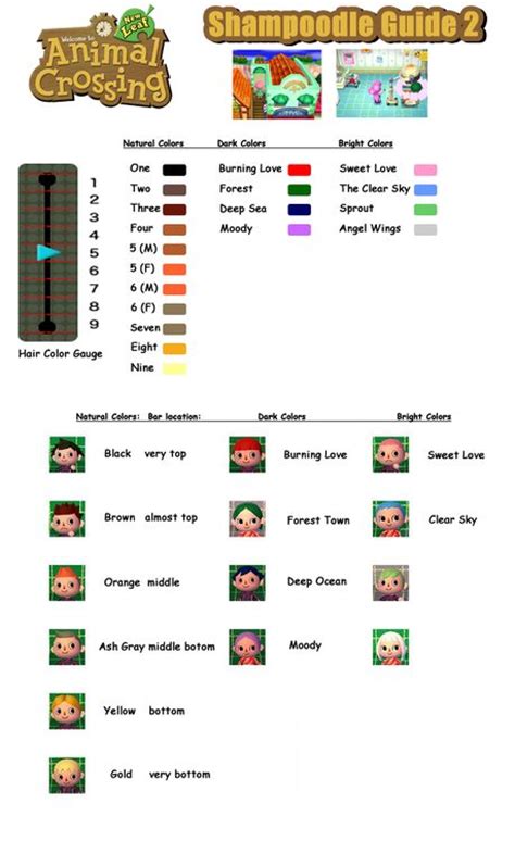 Unlike other guides, this one uses the exact wording of the. Shampoodle Guide Hair color | Animal Crossing | Pinterest | Animal crossing, Hair color and Eyes