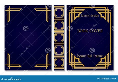 Classical Book Cover And Spine Design Old Retro Ornament Frames Stock