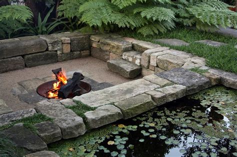Stone Firepit Outdoor Seating Area Sunken Fire Pits In Ground Fire