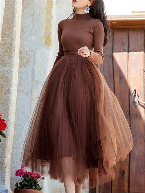Tulle Skirt And Turtle Neck Great For Winter And Fall Evening Midi