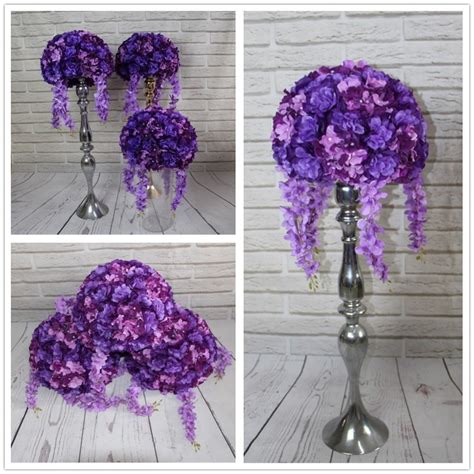 Sweet New Hom Table Centerpiece Artificial Flowers Balls Wedding Purple