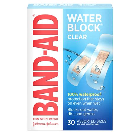 Band Aid Brand Water Block Clear Waterproof Adhesive Bandages 30 Ct