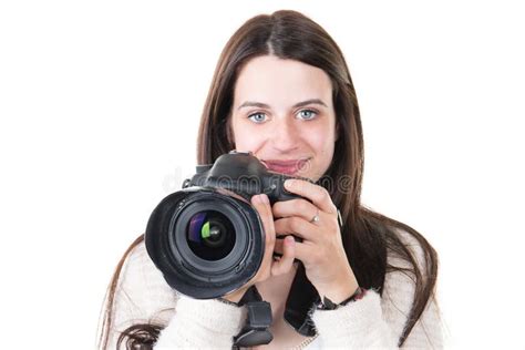 Young Woman Training Holding Digital Cameras Stock Image Image Of