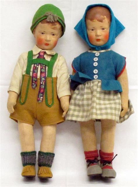 2 Rare German Bing Art Hansel And Gretel Dolls All Original Excellent