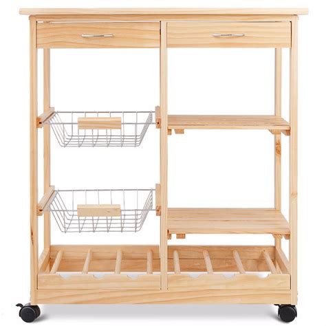 Follow our custom diy rolling kitchen island plans today! Rolling Wood Kitchen Trolley Cart Island Shelf With ...