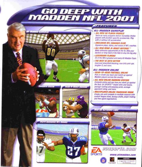 Madden Nfl 2001 2000 Windows Box Cover Art Mobygames