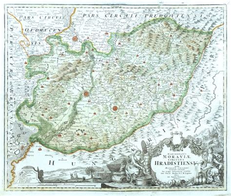 Antique Map Marchionatus Moraviae Circulus Hradistiensis