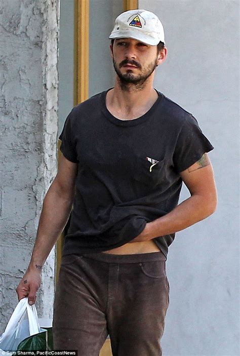 Shia Labeouf Shows Off Stomach While Dressed In Hipster And Threadbare