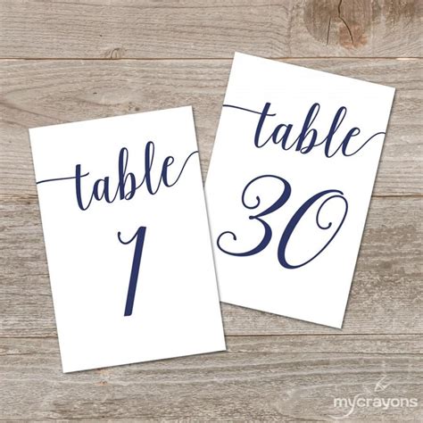 Free Wedding Table Number Cards Free Printable Table Numbers 1 30