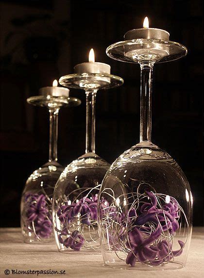 Ausgefallene ideen, wie sie dekoration mit kerzen selber machen können. Idee von Blomsterpassion, Weinglas umgedreht und Kerzen ...