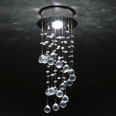 Homcom Crystal Ceiling Light Chandelier Spiral Rain Drop Pendant Lamp