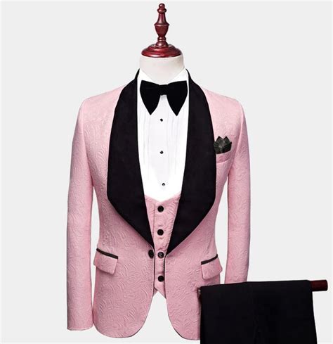 Pink And Black Tuxedo 3 Piece Free Shipping Gentlemans Guru Prom