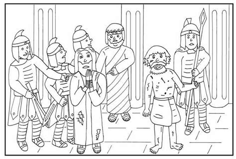 Kleurplaten Categorie Pasen. Jezus en Barabbas Pasen knutselen
