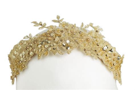 Golden Lace Tiara Crown By Holly Young Millinery