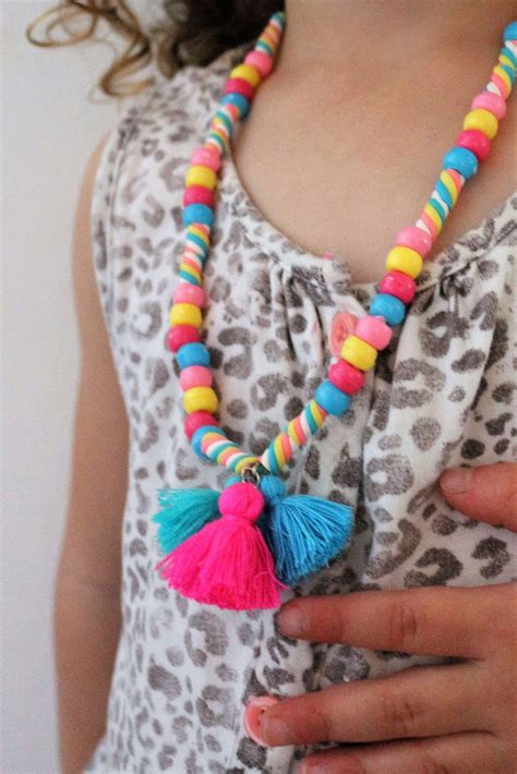Diy Bead And Tassel Necklace For Children Thimbleandtwig