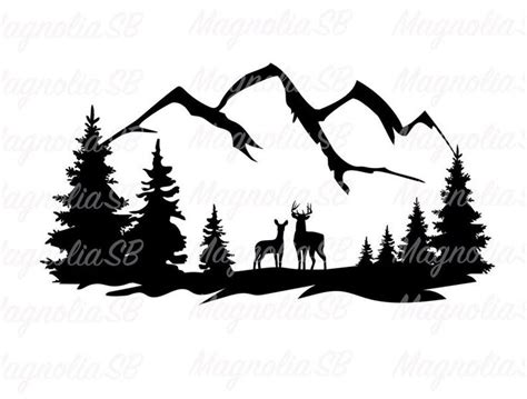 Deer Forest Mountains SVG White Tail Buck And Doe Svg Etsy Deer