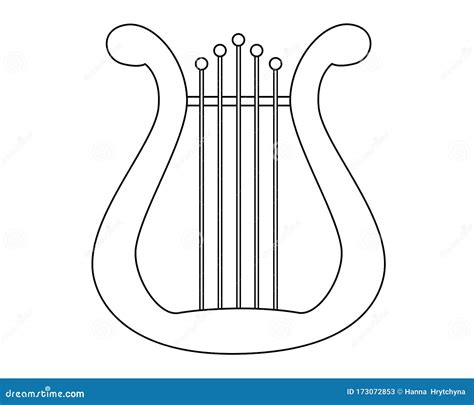 Lyra Musical Instrument Vector Linear Picture For Coloring Outline