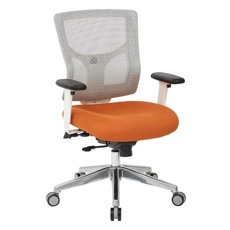 Office Star Products White Mesh Mid Back Office Chair With 2 Way