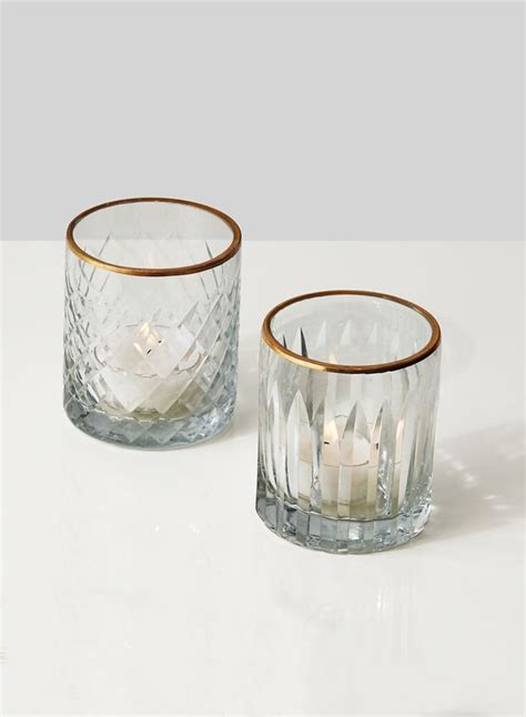 Buy Etched Glass Votive Holders With Gold Rims Set Of 4 Wholesale