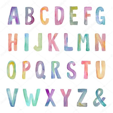 Letras Coloridas Do Alfabeto Aquarela — Fotografias De Stock