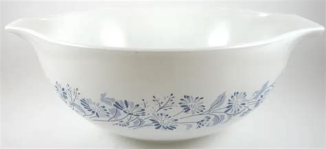 Vintage Pyrex Blue Colonial Mist Cinderella Milk Glass Mixing Bowl